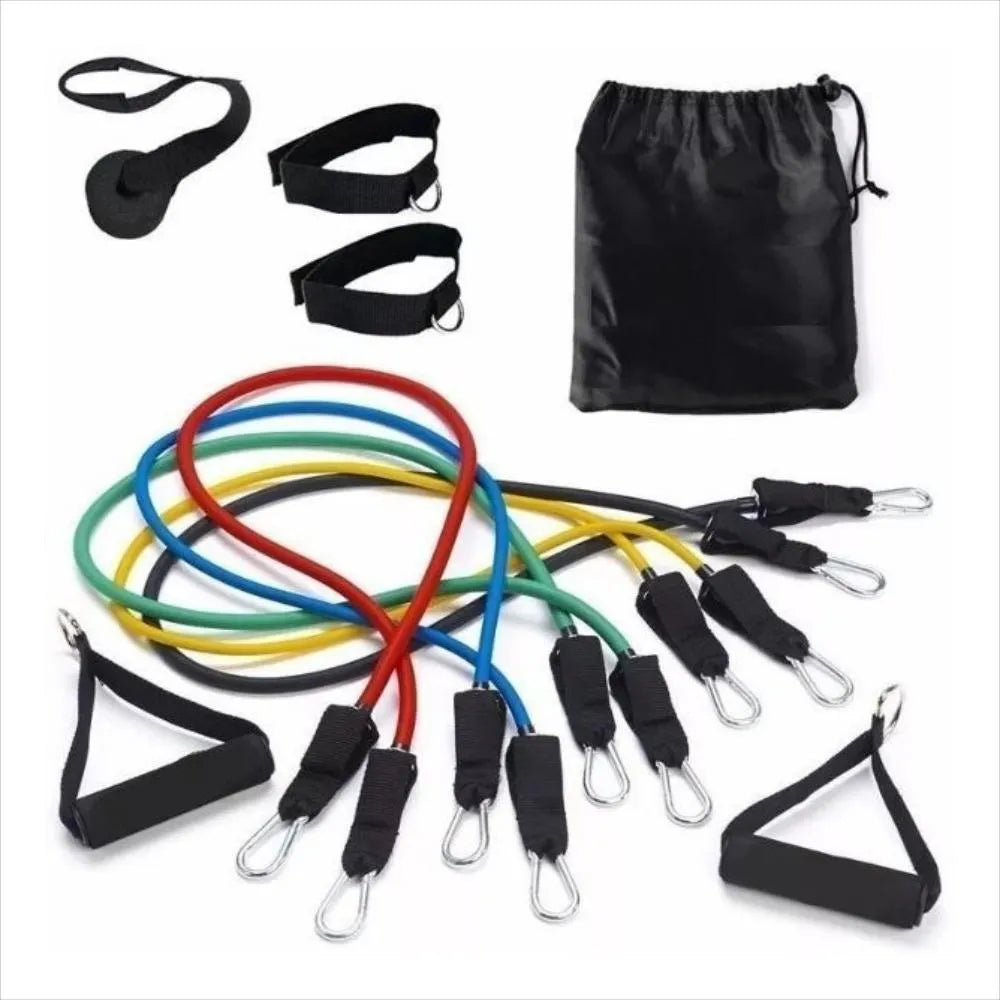 KIT DE BANDAS PARA ENTRENAMIENTO DE RESISTENCIA 11 EN 1 - ENTRENA EN CUALQUIER LUGAR & SACA LA MEJOR VERSION DE TI