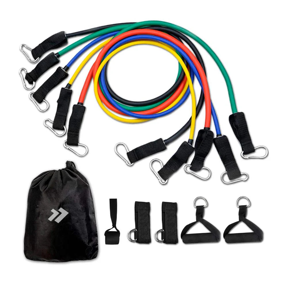 KIT DE BANDAS PARA ENTRENAMIENTO DE RESISTENCIA 11 EN 1 - ENTRENA EN CUALQUIER LUGAR & SACA LA MEJOR VERSION DE TI