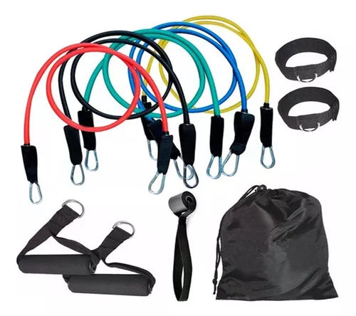 KIT DE BANDAS PARA ENTRENAMIENTO DE RESISTENCIA 11 EN 1 - ENTRENA EN CUALQUIER LUGAR & SACA LA MEJOR VERSION DE TI