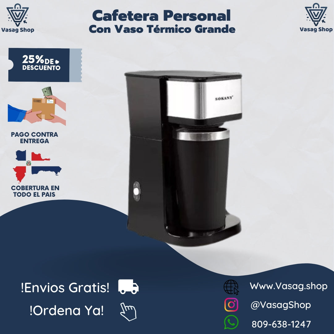CAFETERA PERSONAL CON VASO TERMICO