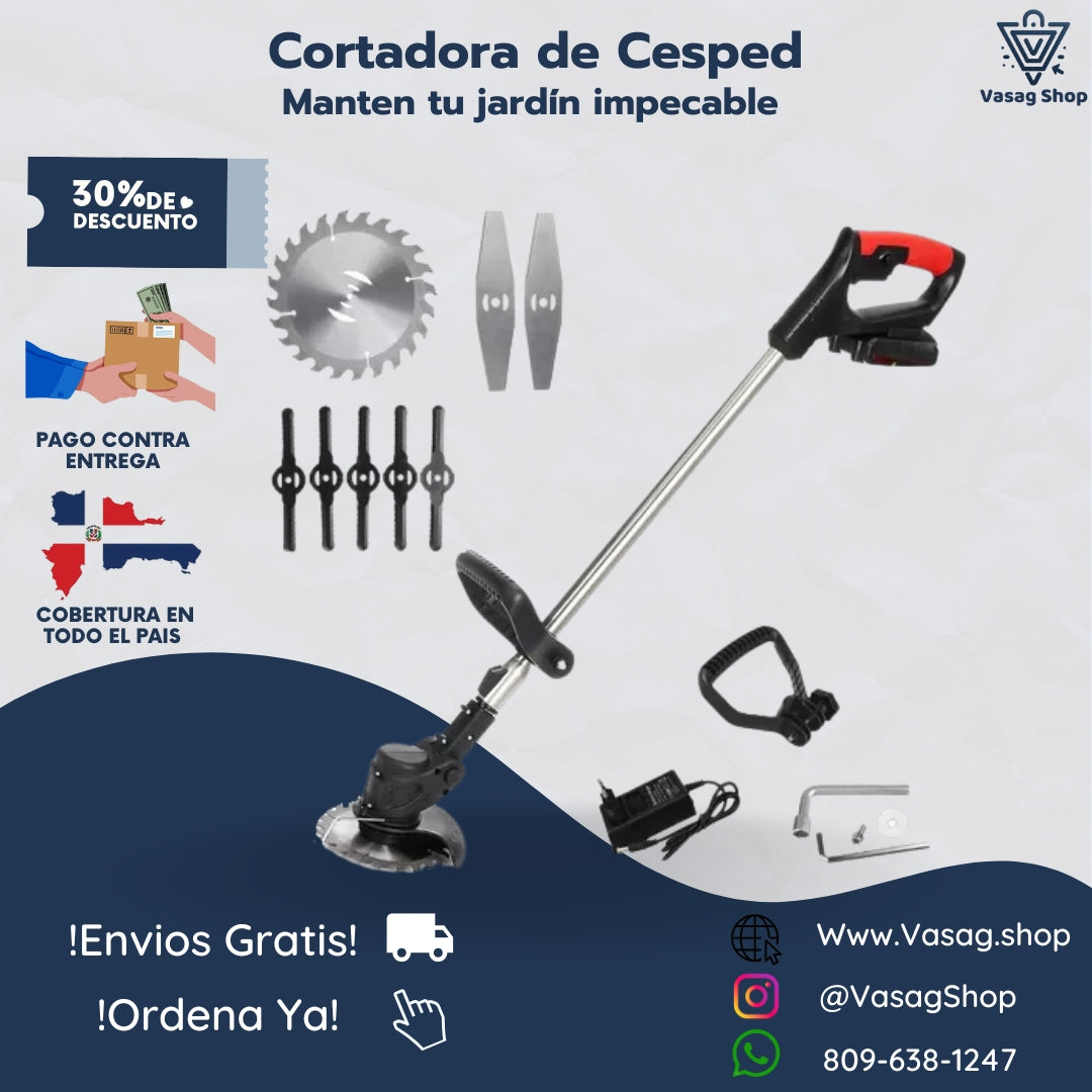 MÁQUINA CORTADORA DE CESPED PORTATIL CON 2 BATERIAS DE 48V (RECARGABLES)