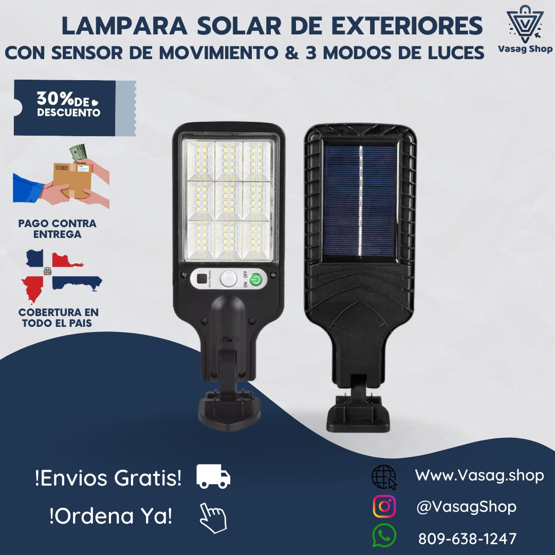 LAMPARA SOLAR EcoLuz™ CON SENSORES DE MOVIMIENTO, RESISTENTE A LA LLUVIA, PERFECTA PARA TU PATIO O ENTRADA DE TU CASA