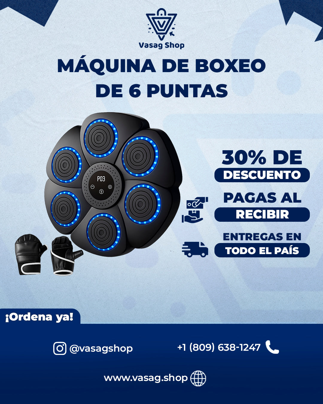 Máquina de Boxeo Musical Inteligente De 6 Puntos con Bluetooth y Luces LED - Entrena desde la comodidad de tu casa!