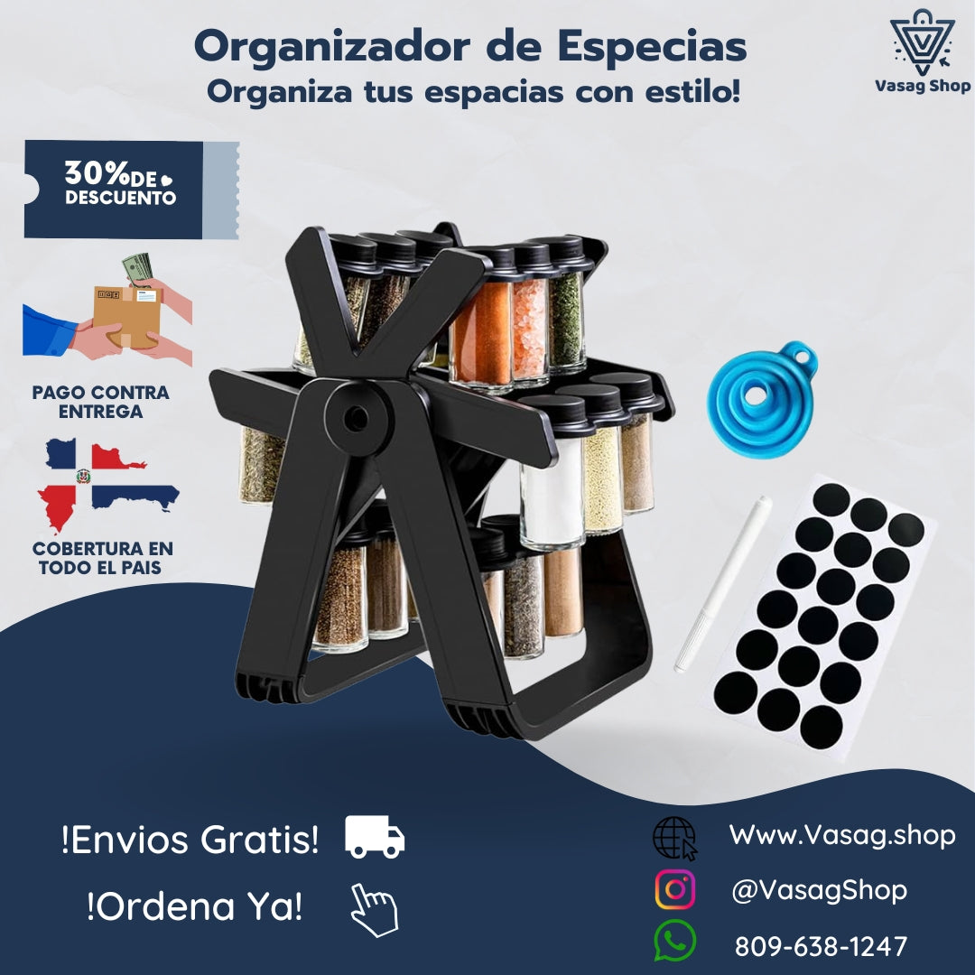 ORGANIZADOR DE ESPECIAS GIRATORIO (18 TARROS)
