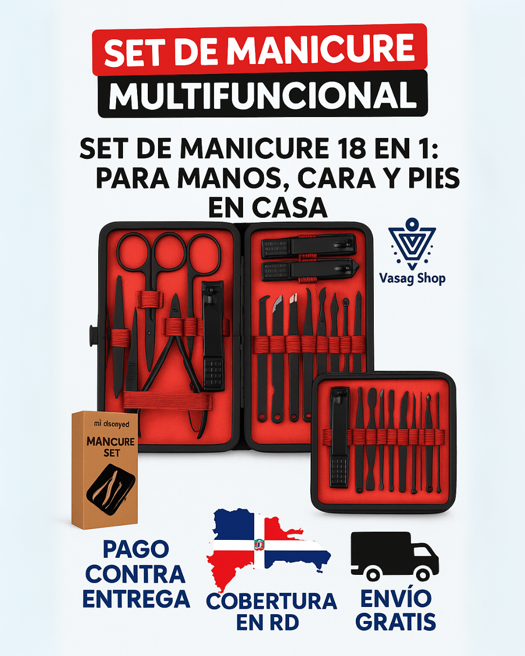 🔥 Set de Manicure y Pedicure Profesional de 19 Piezas – Uñas perfectas en minutos