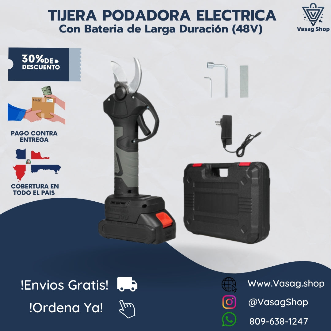 POTENTE TIJERA PODADORA ELECTRICA INALAMBRICA (48V) - MANTEN TU JARDIN & PATIO LIMPIOS CON UN ESFUERZO MINIMO