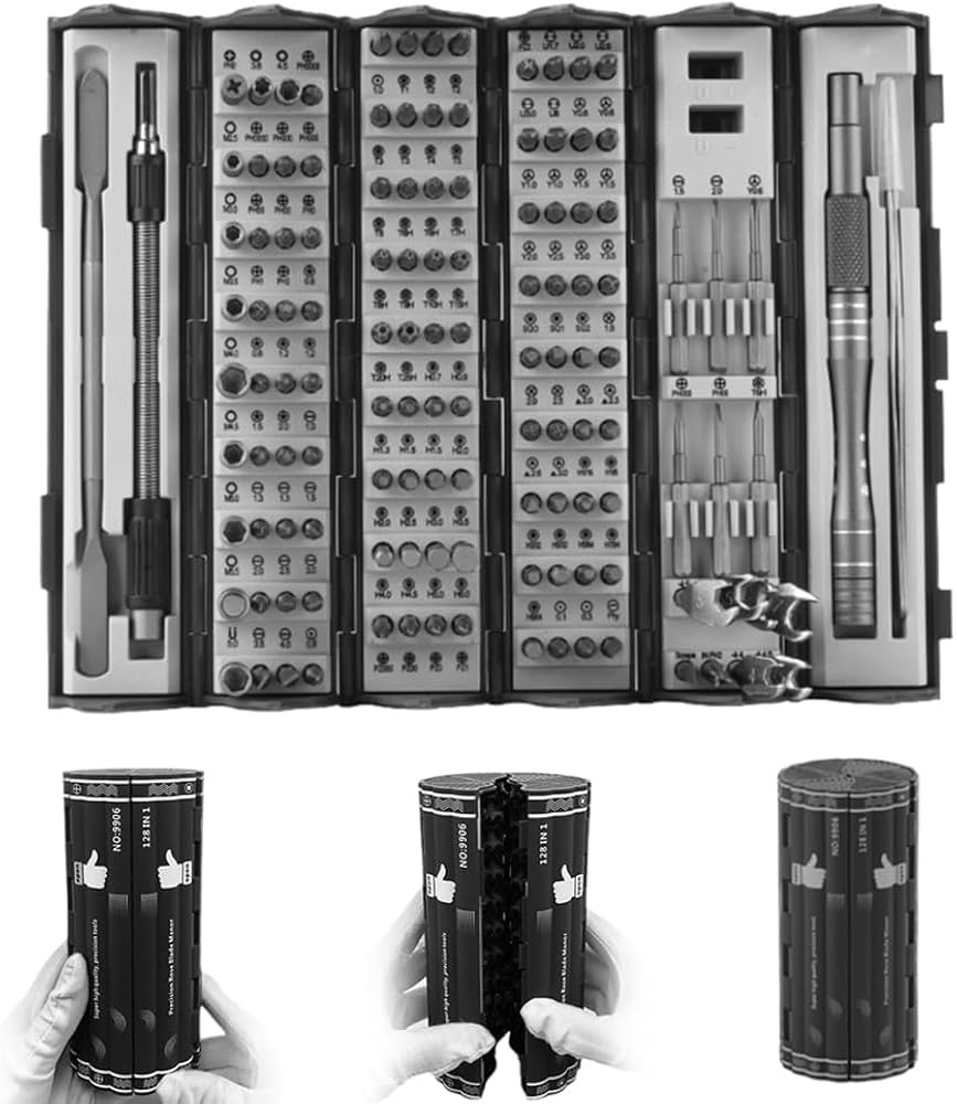 KIT DE PRECISIÓN 128 EN 1 MultiFix Tools™ | Repara Celulares, Lentes, Laptops y Más