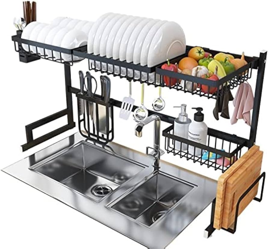 ESCURRIDOR DE PLATOS DE 2 NIVELES - MULTIPLES ACCESORIOS PARA QUE LAVAR TUS PLATOS SEA UNA TAREA FACIL