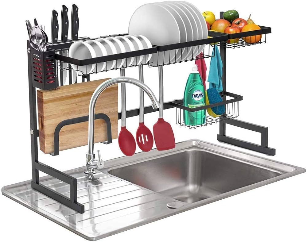 ESCURRIDOR DE PLATOS DE 2 NIVELES - MULTIPLES ACCESORIOS PARA QUE LAVAR TUS PLATOS SEA UNA TAREA FACIL
