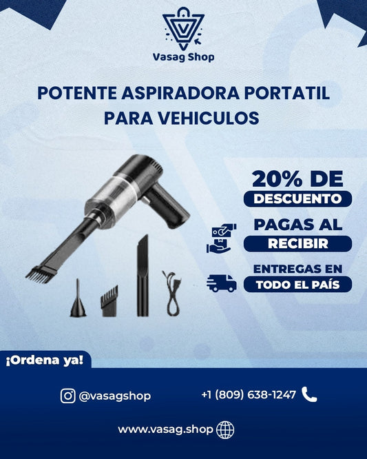 🚗 ¡Aspiradora Potente y Portátil para tu Carro y Hogar!