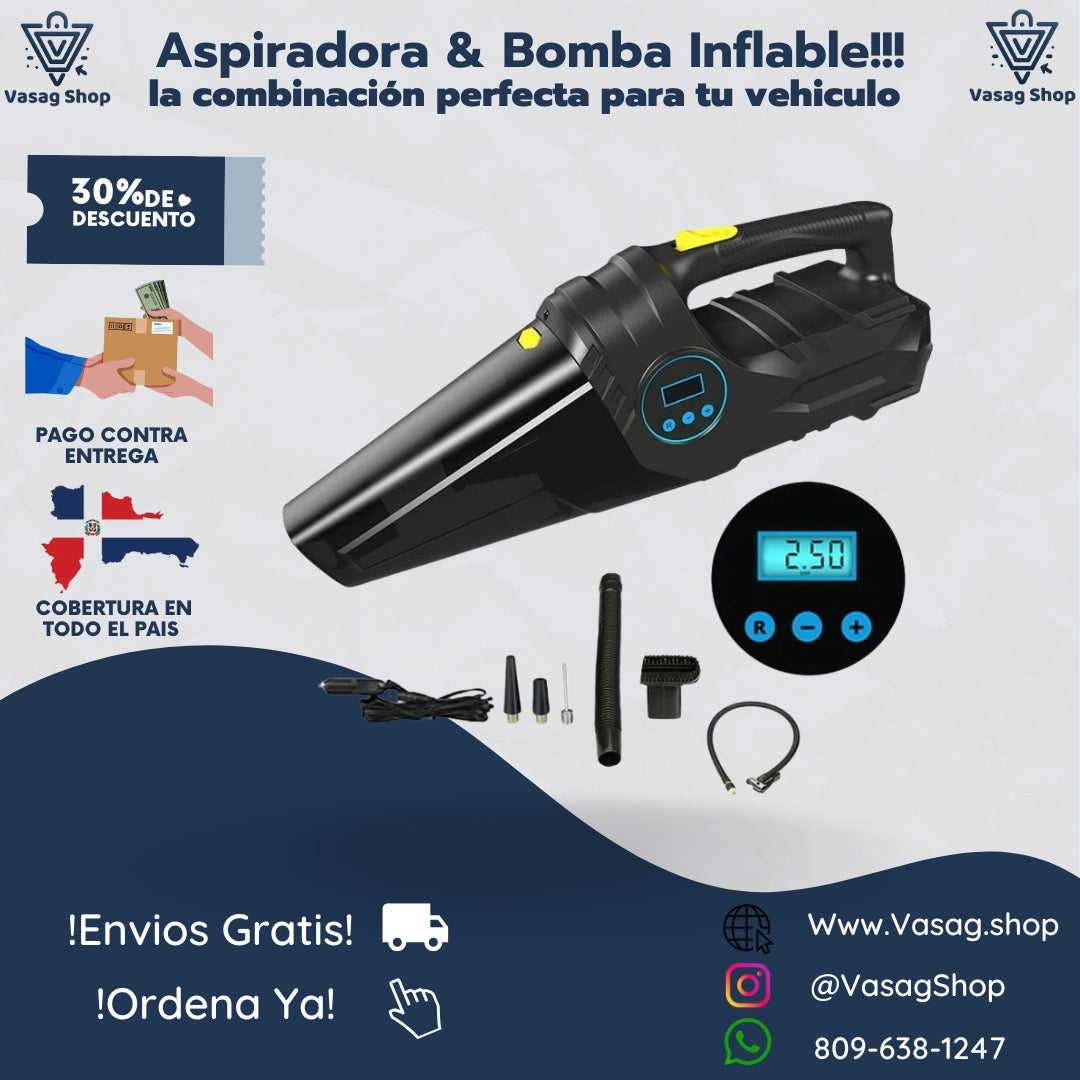 POTENTE ASPIRADORA E INFLADORA DE NEUMATICOS (2 EN 1)