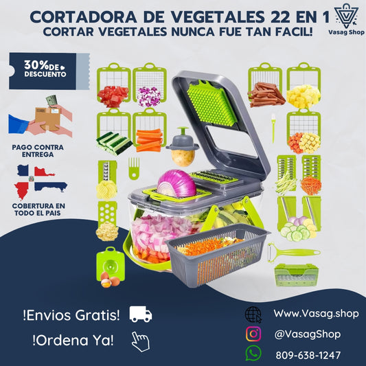 CORTADORA DE VEGETALES 22 EN 1 - CORTA, PICA Y TRITURA DE MANERA PRECISA Y SIN COMPLICACIONES
