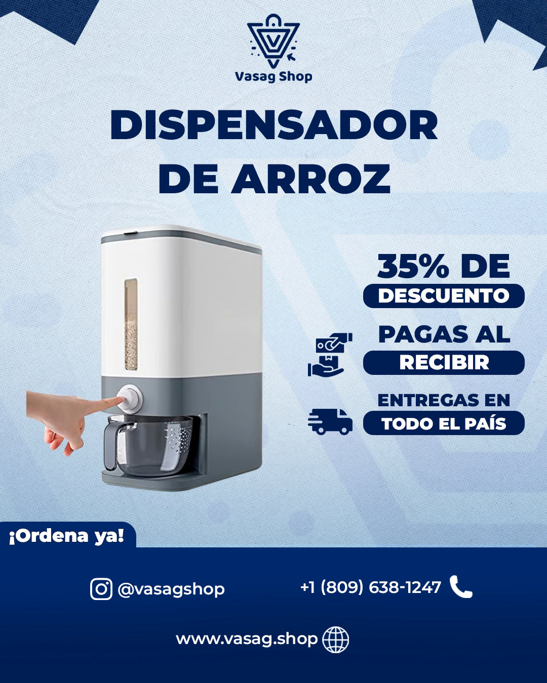 Dispensador de Arroz de 25 libras | Evita plagas y derrames con el Dispensador de Granos más práctico del mercado