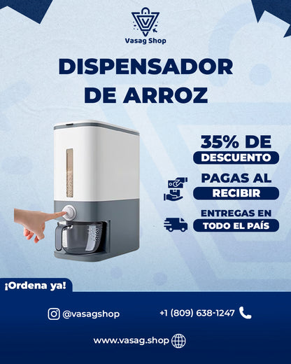 Dispensador de Arroz de 25 libras | Evita plagas y derrames con el Dispensador de Granos más práctico del mercado