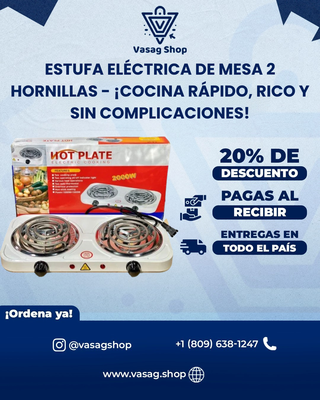 Estufa Eléctrica de Mesa 2 Hornillas - ¡Cocina rápido, rico y sin complicaciones!🔥