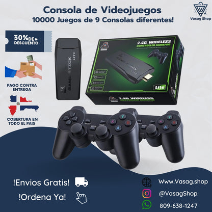 CONSOLA DE JUEGOS RETRO HDMI - CON 10000 JUEGOS DE 9 CONSOLAS DIFERENTES & 2 CONTROLES INALAMBRICOS