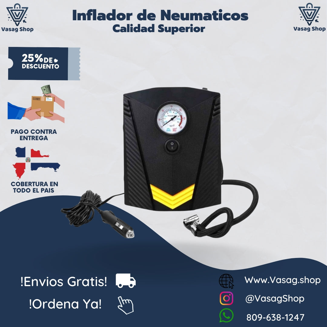 INFLADOR DE NEUMÁTICOS PORTATIL - CALIDAD SUPERIOR
