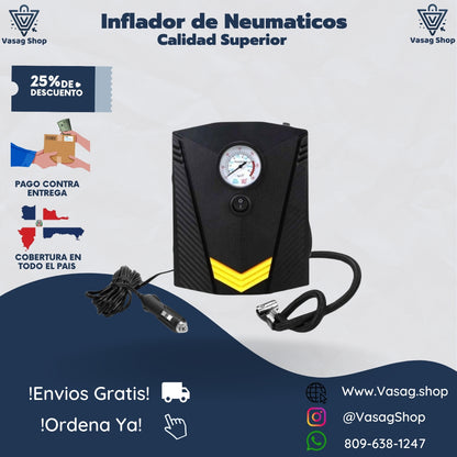 INFLADOR DE NEUMÁTICOS PORTATIL - CALIDAD SUPERIOR