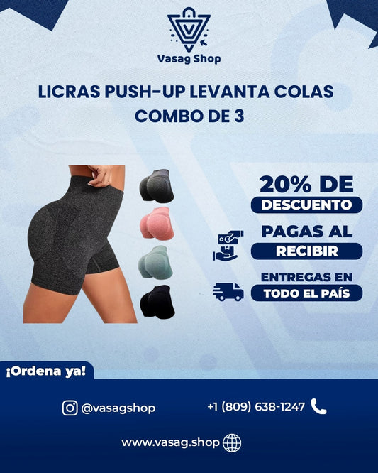 Licras Unitalla Push-Up 🍑 –  Moldea tu Cuerpo con Estilo (3 Licras Por El Precio de 1)