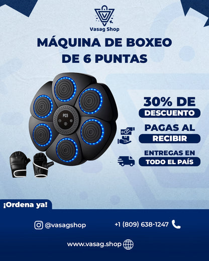 Máquina de Boxeo Musical Inteligente De 6 Puntos con Bluetooth y Luces LED - Entrena desde la comodidad de tu casa!