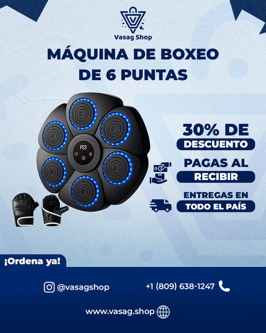 Máquina de Boxeo Musical Inteligente De 6 Puntos con Bluetooth y Luces LED - Entrena desde la comodidad de tu casa!