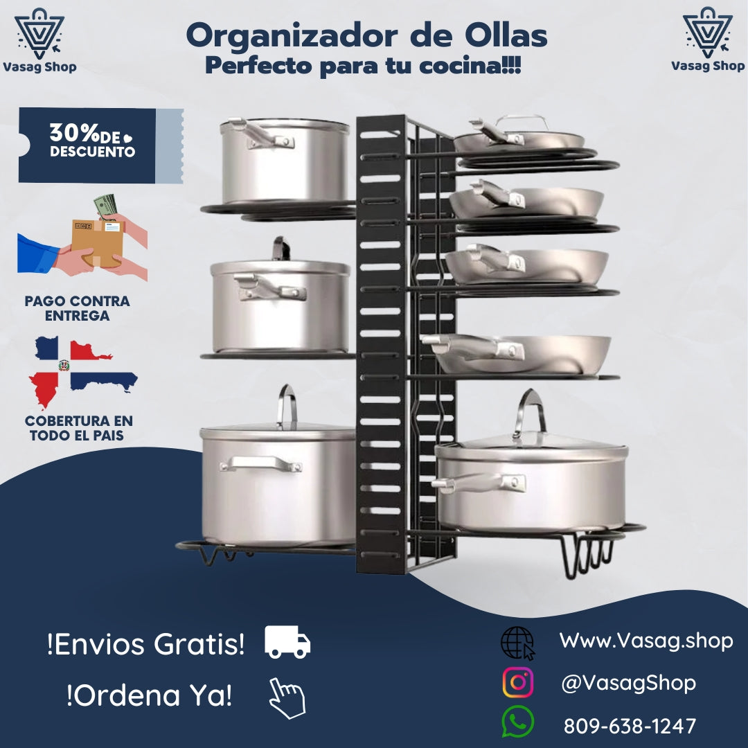 ORGANIZADOR DE OLLAS Y TAPAS MULTIFUNCIONAL