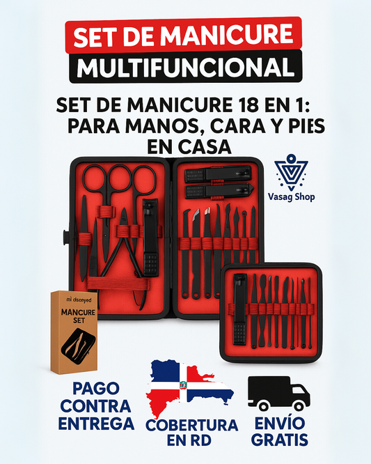 🔥 Set de Manicure y Pedicure Profesional de 19 Piezas – Uñas perfectas en minutos