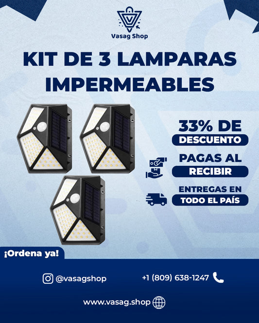 PAQUETE DE 3 LUCES LED SOLAR | 600 LÚMENES Y 182 LED | TU CASA SIEMPRE ILÚMINADA